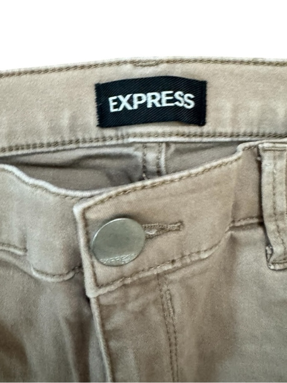 Express Beige Distressed Skinny Jeggings - Picture 6 of 7